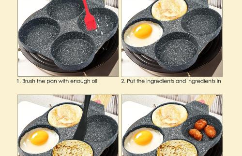 Non-stick Frying Pan With 4 Hole Egg Cooker Pan Aluminium